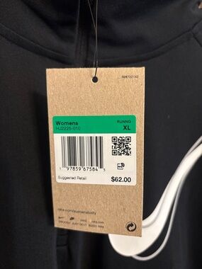 Nike Black Womens Running Top with White Swoosh no pockets